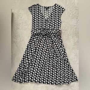 DKNY Monochrome Houndstooth Midi Dress